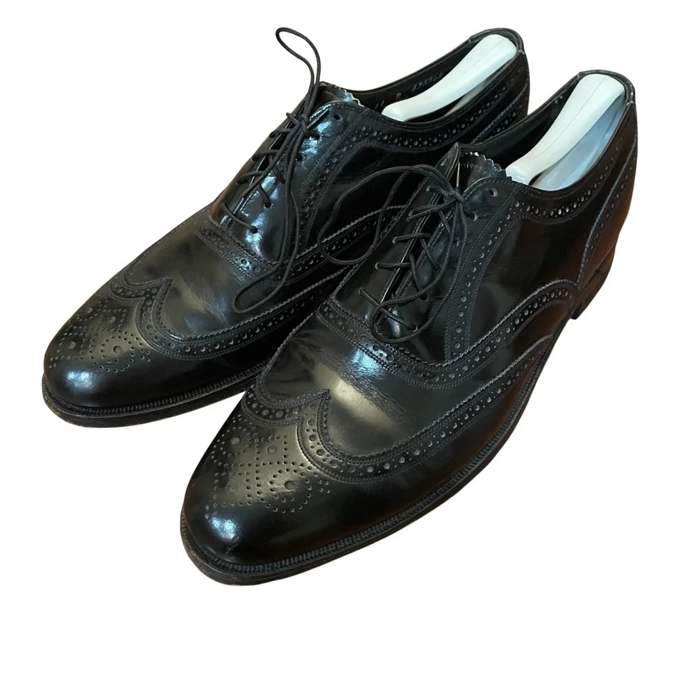 Florsheim Imperial Quality Wingtip Oxfords Mens Black Leather Brogue Shoes 11 B